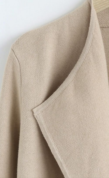 NWT Chicwish Classy Open Front Thick Knit Coat in Light Tan - Picture 5 of 7